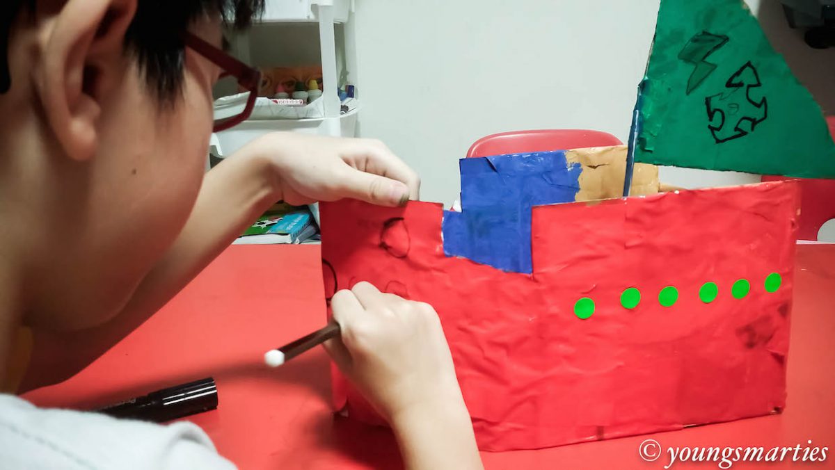 His homemade pirate ship